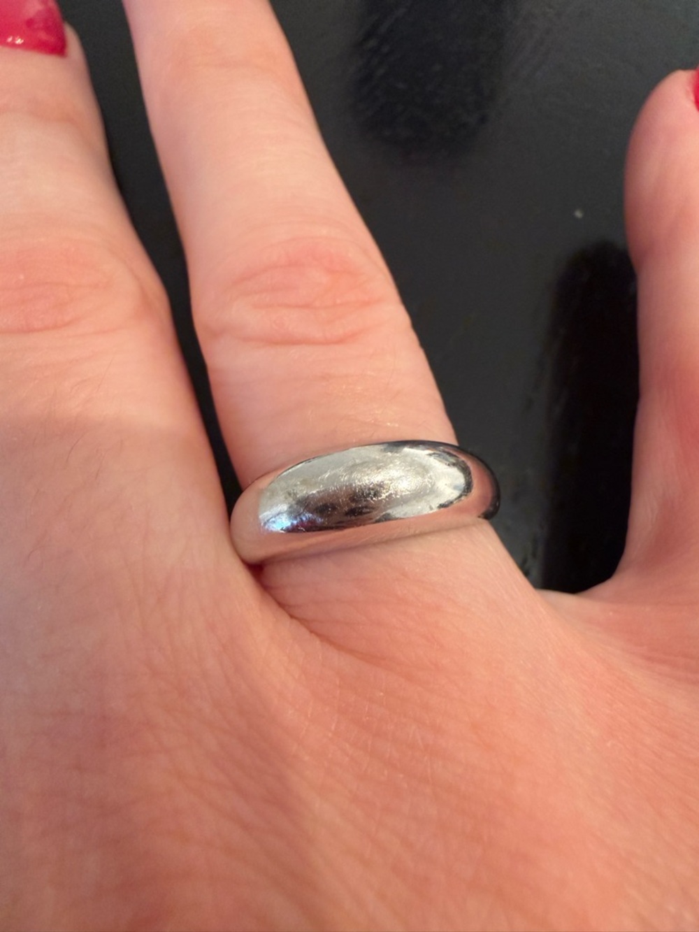Mejuri White Gold Thin Dome Ring - Picture 3 of 5